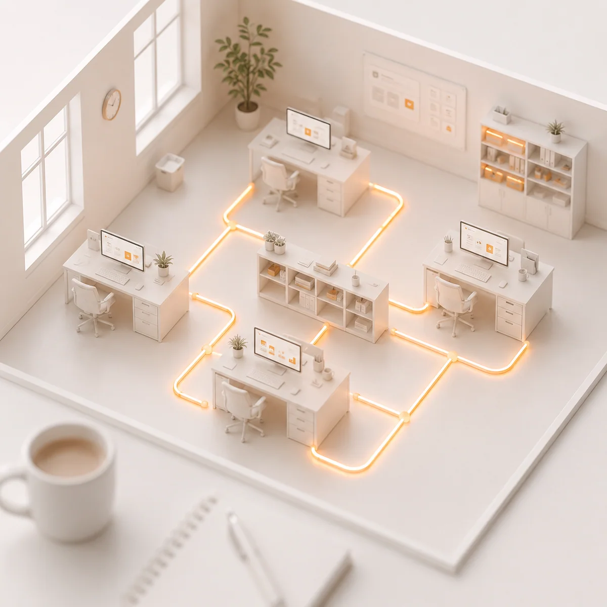 Miniature model of the Everyday Digital Solutions studio floor