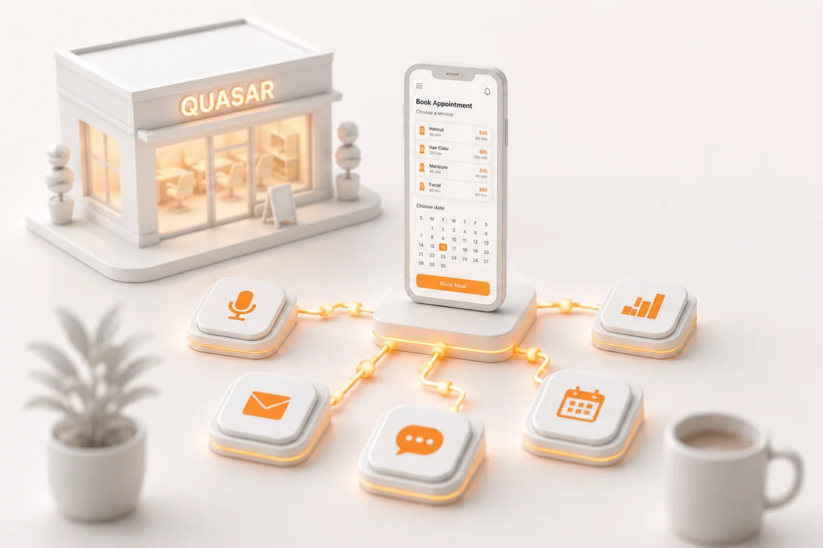 Miniature model of the Quasar Salon booking app